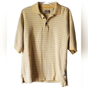 Men's Bungalow Brand Short-Sleeve Polo Shirt‎ - Size S - Yellow & White RN#86549